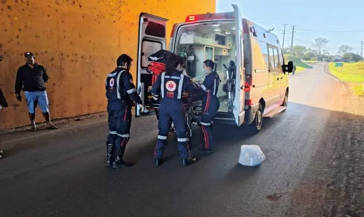 Motociclista é socorrido de helicóptero após acidente na entrada de Marialva